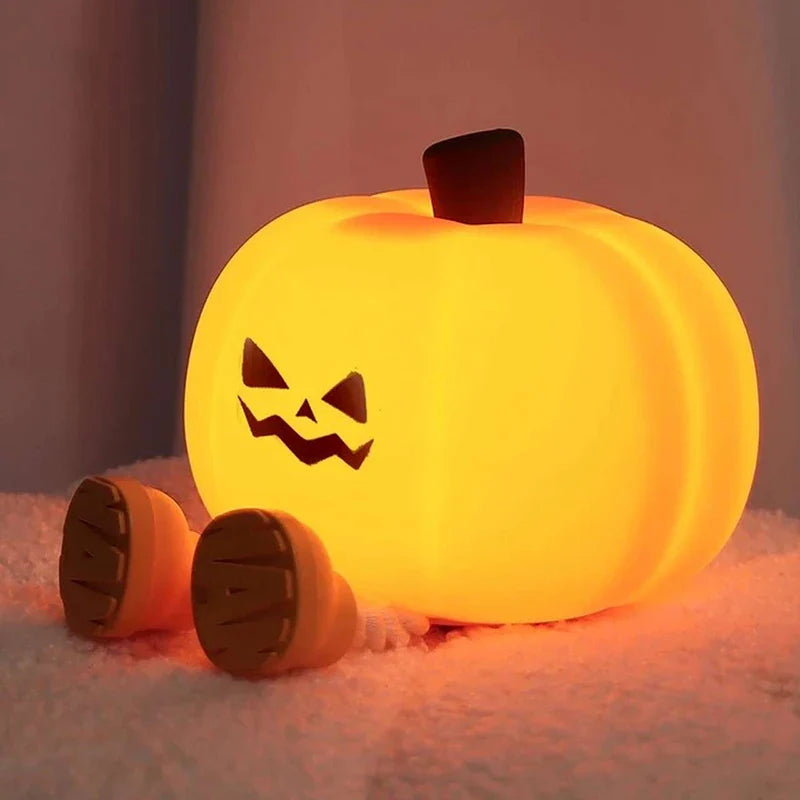 1Pcs Halloween Pumpkin Night Lights Cute Soft Silicone Safe Lamp Decorations Bedside Decor Kids Halloween Gifts