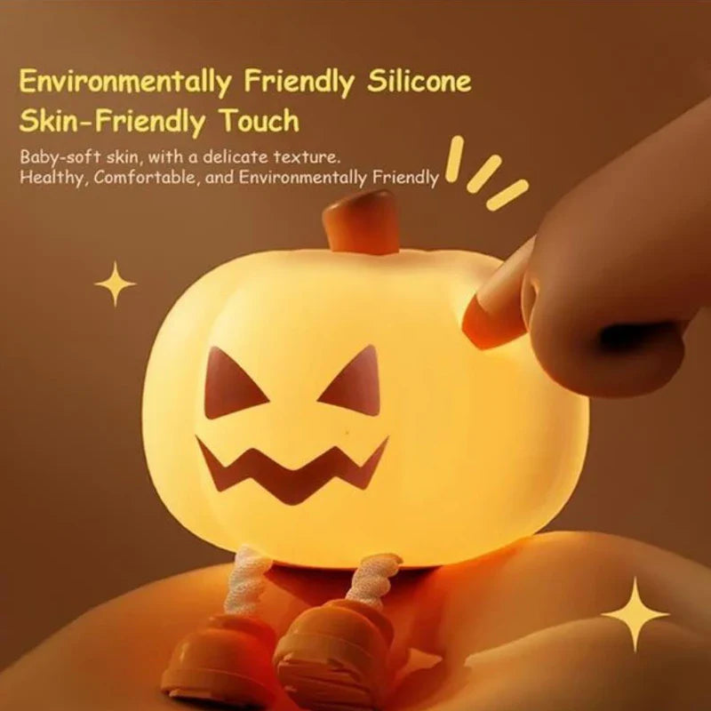 1Pcs Halloween Pumpkin Night Lights Cute Soft Silicone Safe Lamp Decorations Bedside Decor Kids Halloween Gifts