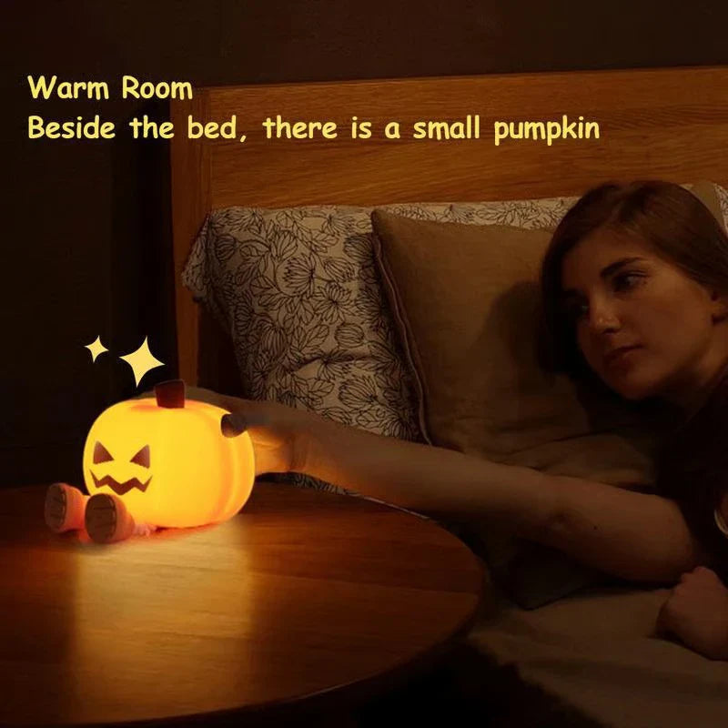 1Pcs Halloween Pumpkin Night Lights Cute Soft Silicone Safe Lamp Decorations Bedside Decor Kids Halloween Gifts